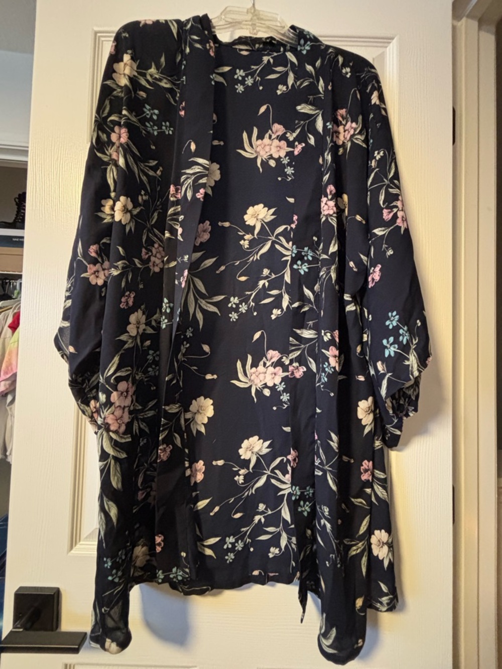 Wishlist Navy Floral Open-Front Kimono